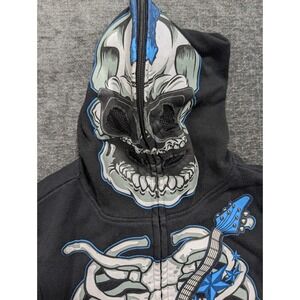 GWP Sport Boys Skeleton Guitar Full Zip Mask Hoodie Black Blue Size S 6/7